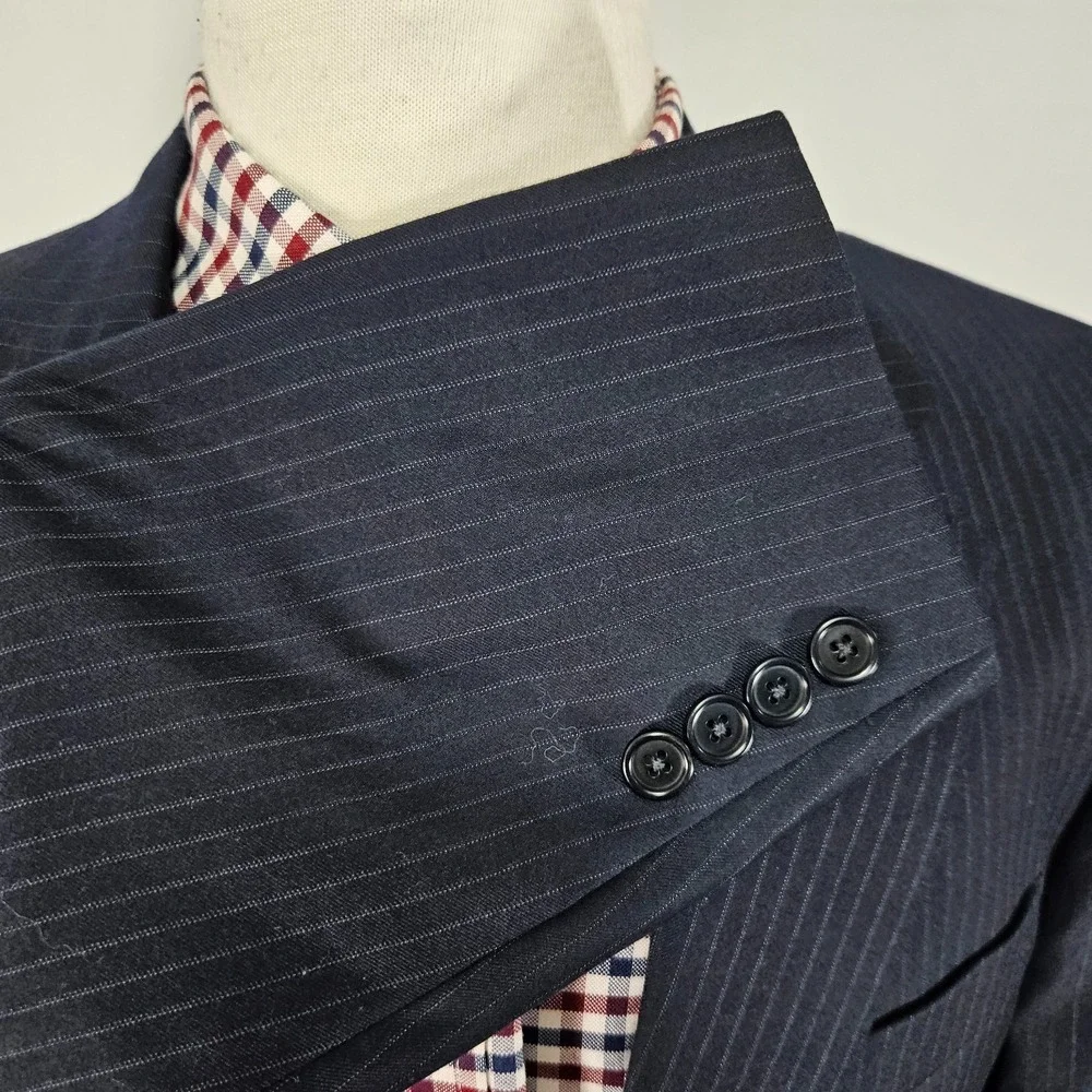 Daniel Cremieux Men's Sport Coat Blazer Super 160s Navy Striped Loro Piana 40R
